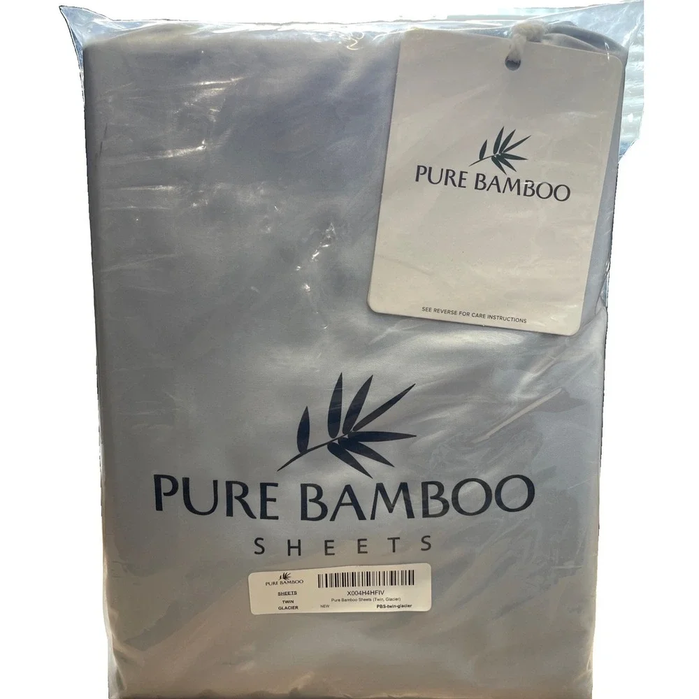 Pure Bamboo Bed Sheet Set Twin Glacier 100% Organic Viscose Bamboo Glacier Blue